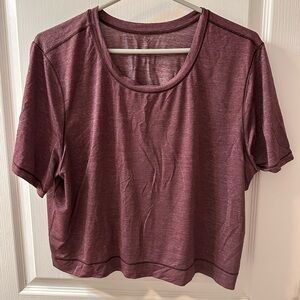 Lululemon Women's Cropped Crewneck Tee in Wine